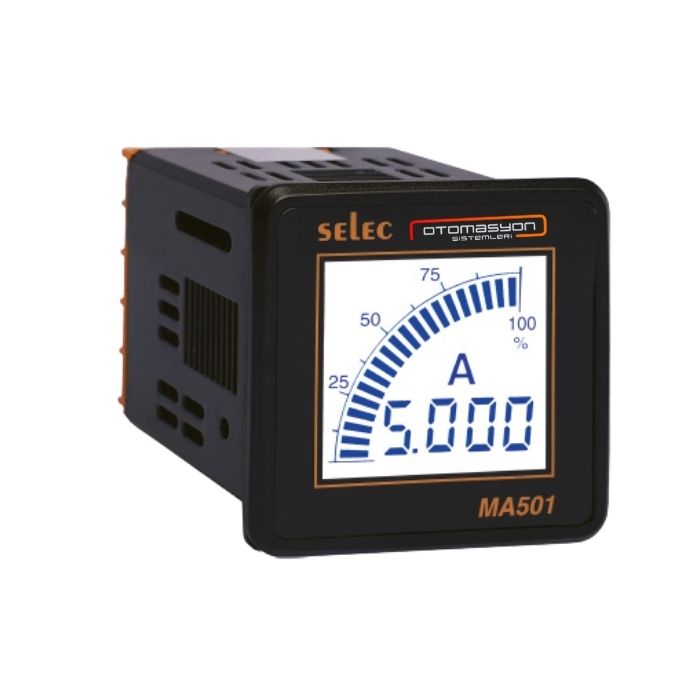 Selec MA501 LCD Ampermetre, 1Ø, 48x48mm Selec MA501 LCD Ampermetre, 1Ø, 48x48mm